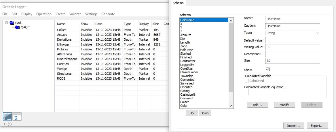 Genesis Logger Schema